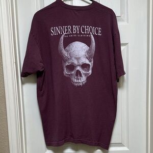The Drive Clothing Sinner By Choice Burgundy Skull Tee